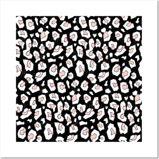 Black and White Geometric Leopard Print Posters and Art